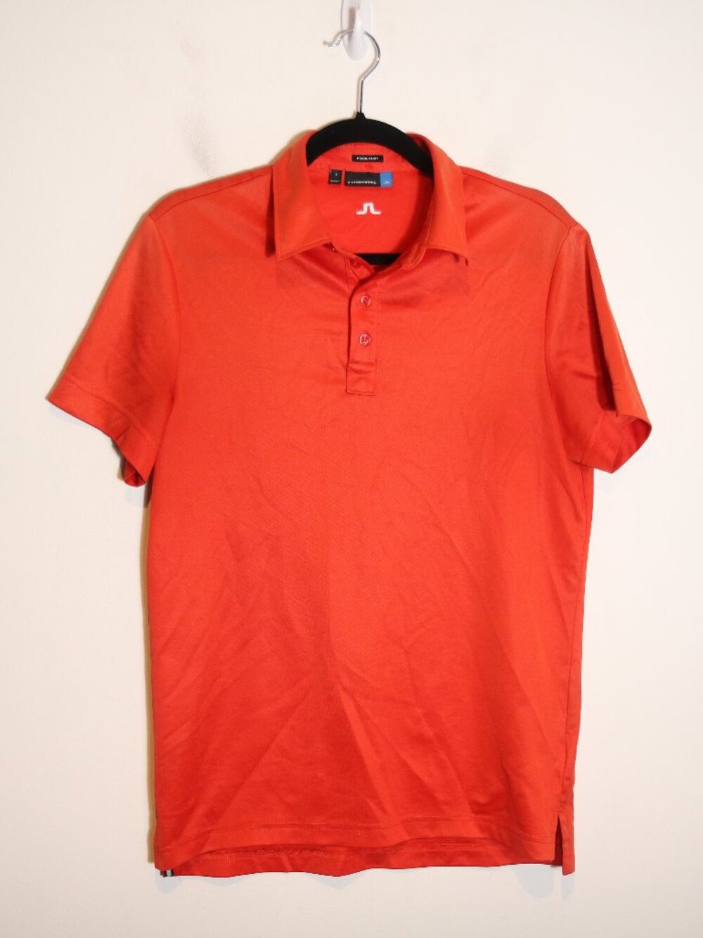 J. Lindeberg Mens Polo Small Orange Field Sensor Hunter 2.0 Performance Golf